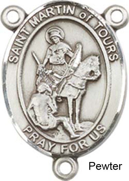 St. Martin of Tours Rosary Centerpiece Sterling Silver or Pewter - Pewter
