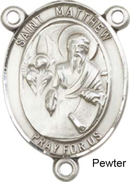St. Matthew the Apostle Rosary Centerpiece Sterling Silver or Pewter - Pewter