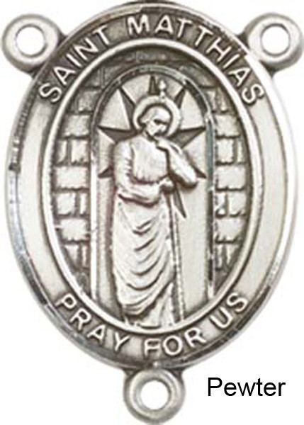 St. Matthias the Apostle Rosary Centerpiece Sterling Silver or Pewter - Pewter