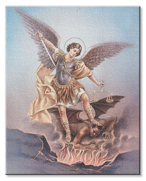 St. Michael 8x10 Stretched Canvas Print - Full Color