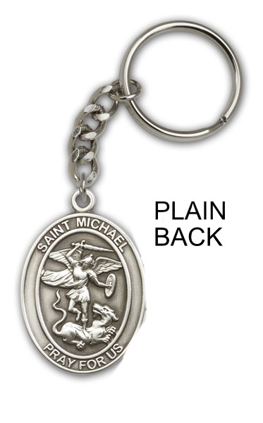 St. Michael Guardian Angel Keychain - Silver