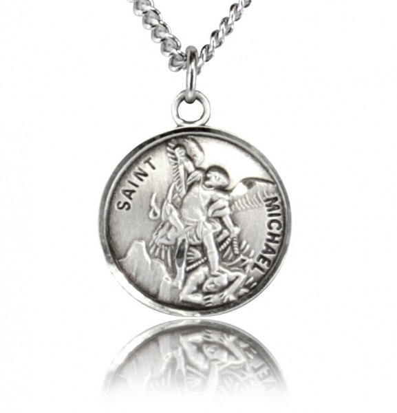 Women's or Youth Round St. Michael Medal - Sterling Silver