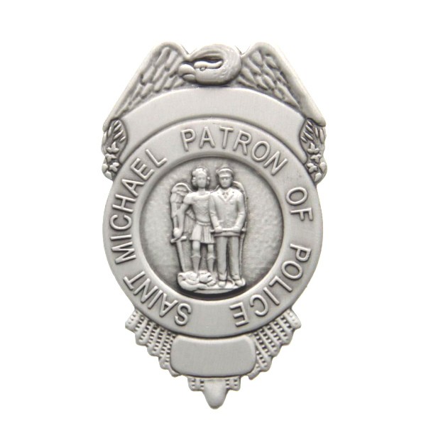 St. Michael Patron of Police Visor Clip - Antique Silver