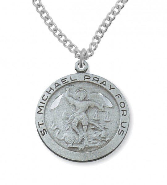 St. Michael Round Medal Pewter - Pewter