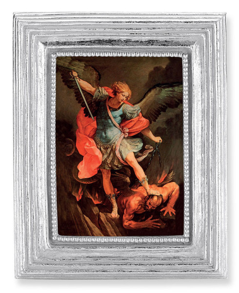 St. Michael Slay the Devil 2.5x3.5 Print Under Glass - Silver