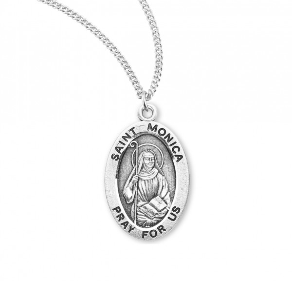 St. Monica Oval Medal - Sterling Silver