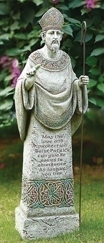 St. Patrick Garden Statue - 26 1/2&quot;H - Stone Finish