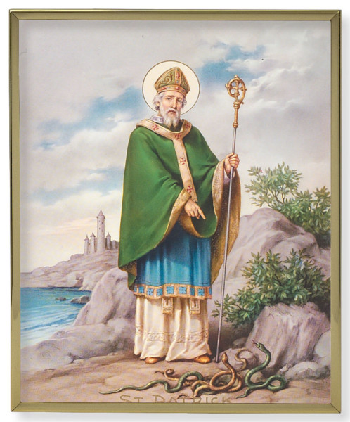 St. Patrick 8x10 Gold Trim Plaque - Full Color