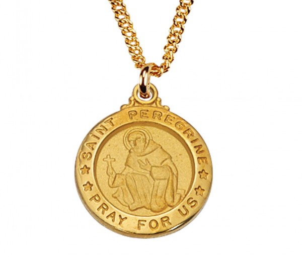 St. Peregrine Medal - Smaller - Gold Tone