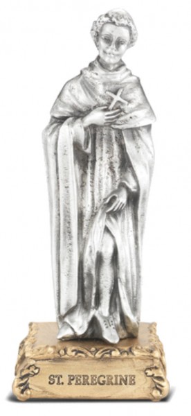 Saint Peregrine Pewter Statue 4 Inch - Pewter