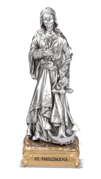 St. Philomena Pewter Statue 4 Inch - Pewter