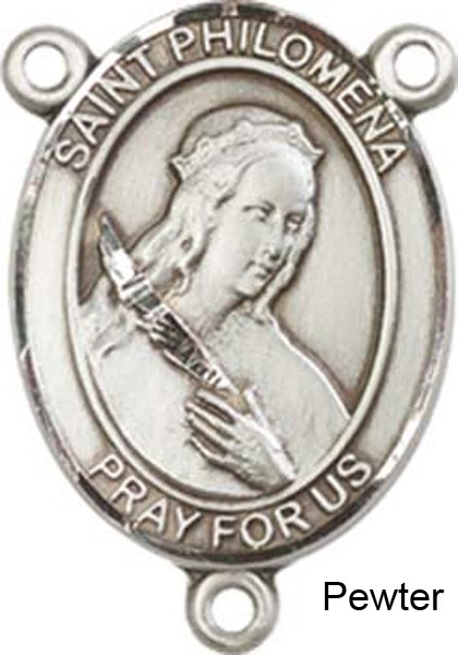 St. Philomena Rosary Centerpiece Sterling Silver or Pewter - Pewter