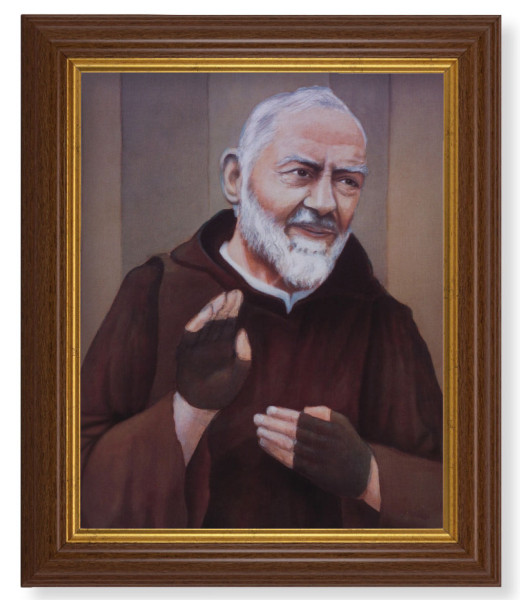 St. Pio 8x10 Textured Artboard Dark Walnut Frame - #112 Frame