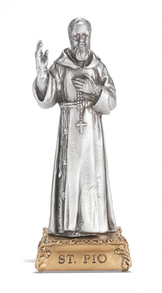 Saint Padre Pio Pewter Statue 4 Inch - Pewter