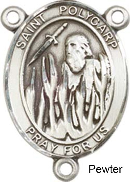 St. Polycarp Rosary Centerpiece Sterling Silver or Pewter - Pewter