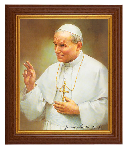 St. Pope John Paul II 8x10 Textured Artboard Dark Walnut Frame - #112 Frame