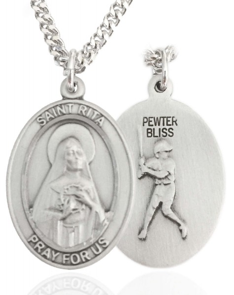 St. Rita of Cascia Baseball Medal - Pewter