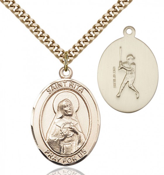 St. Rita of Cascia Baseball Medal - 14KT Gold Filled