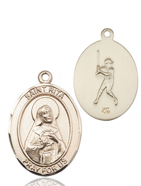 St. Rita of Cascia Baseball Medal - 14K Solid Gold