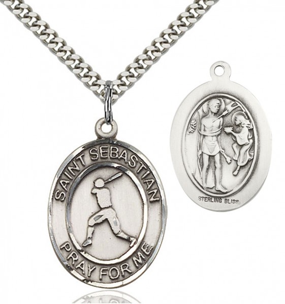 St. Sebastian Baseball Medal - Sterling Silver