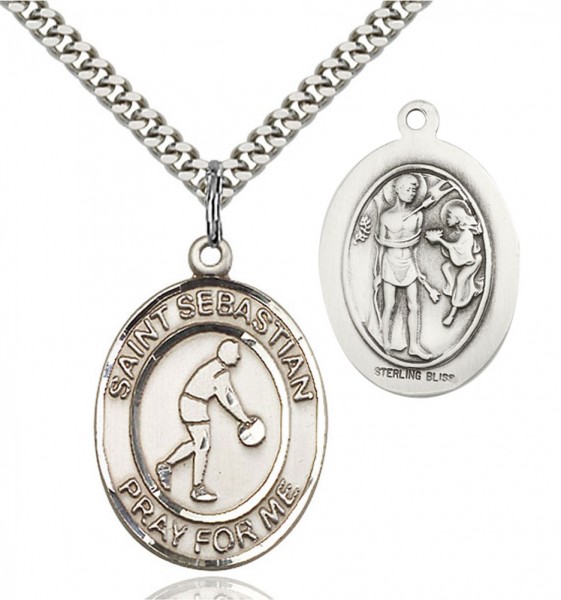 St. Sebastian Basketball Medal - Sterling Silver