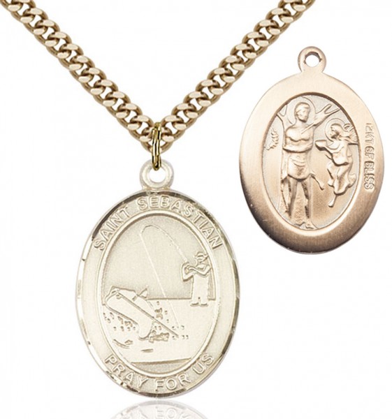 St. Sebastian Fishing Patron Saint Medal - 14KT Gold Filled