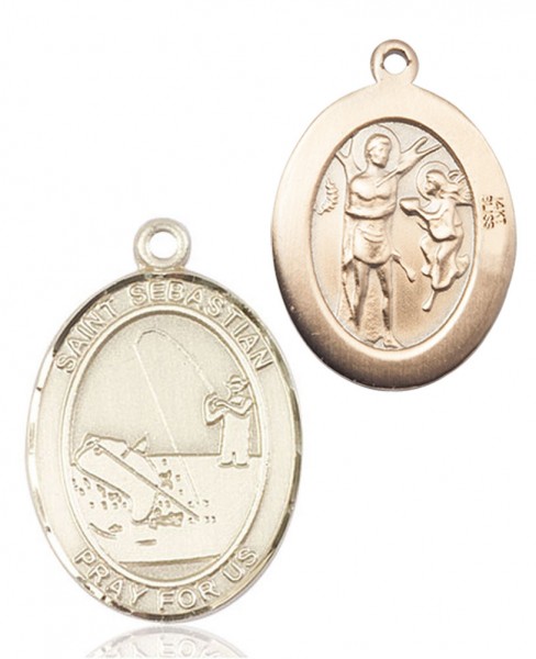 St. Sebastian Fishing Patron Saint Medal - 14K Solid Gold