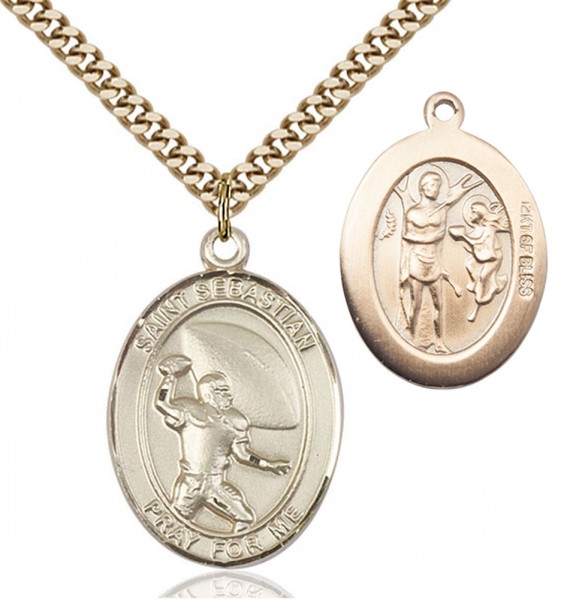 St. Sebastian Football Medal - 14KT Gold Filled