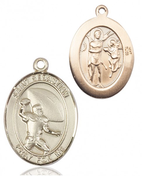 St. Sebastian Football Medal - 14K Solid Gold