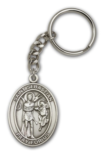 St. Sebastian Keychain - Antique Silver