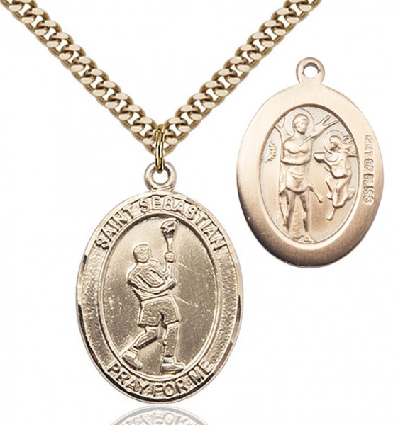 St. Sebastian Lacrosse Medal - 14KT Gold Filled