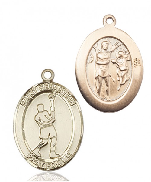 St. Sebastian Lacrosse Medal - 14K Solid Gold