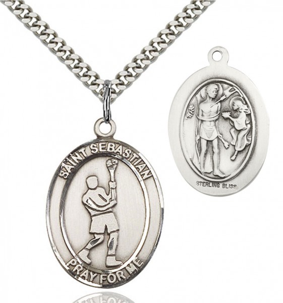 St. Sebastian Lacrosse Medal - Sterling Silver