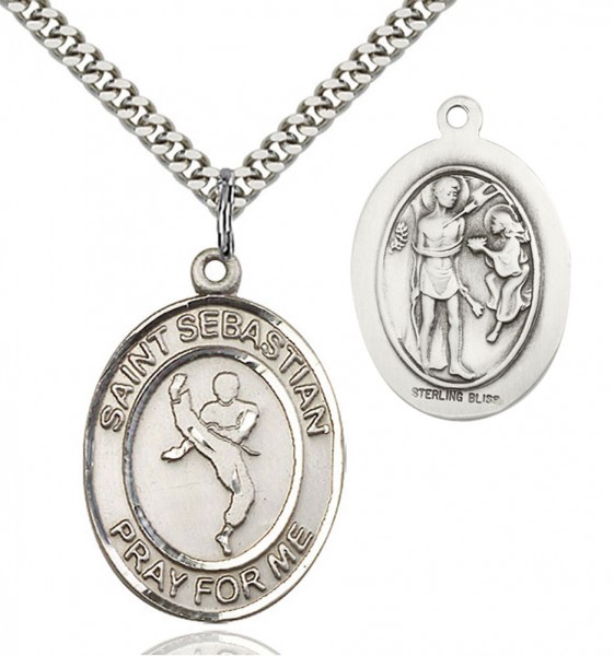 St. Sebastian Martial Arts Medal - Sterling Silver