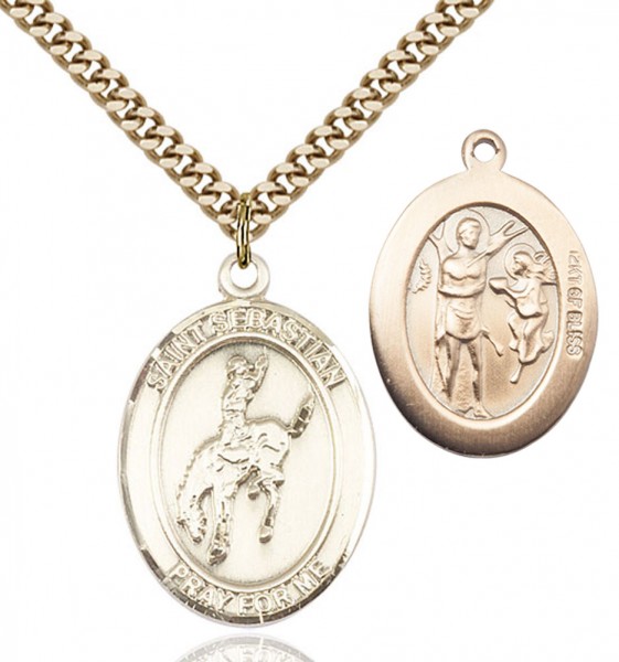 St. Sebastian Rodeo Medal - 14KT Gold Filled