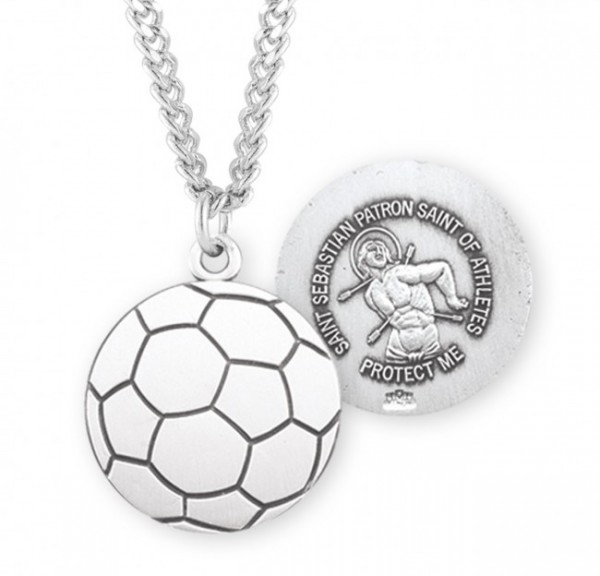 St. Sebastian Soccer Medal Sterling Silver - Sterling Silver