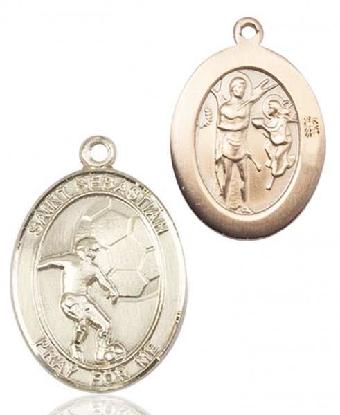 St. Sebastian Soccer Medal - 14K Solid Gold