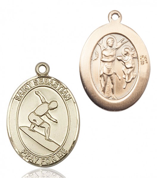 St. Sebastian Surfing Medal - 14K Solid Gold