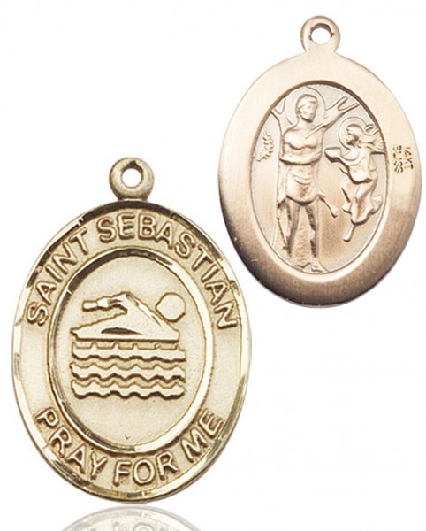 St. Sebastian Swimming Medal - 14K Solid Gold