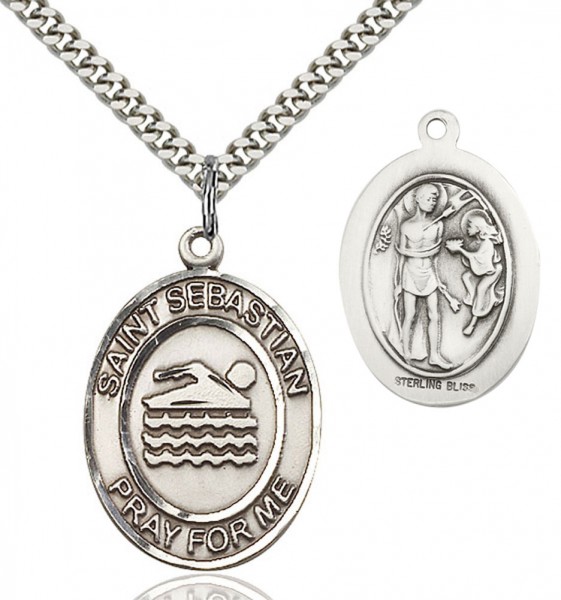 St. Sebastian Swimming Medal - Sterling Silver