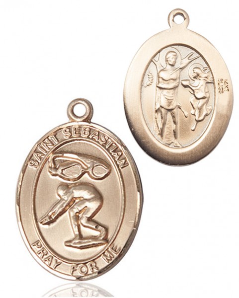 St. Sebastian Swimming Medal - 14K Solid Gold