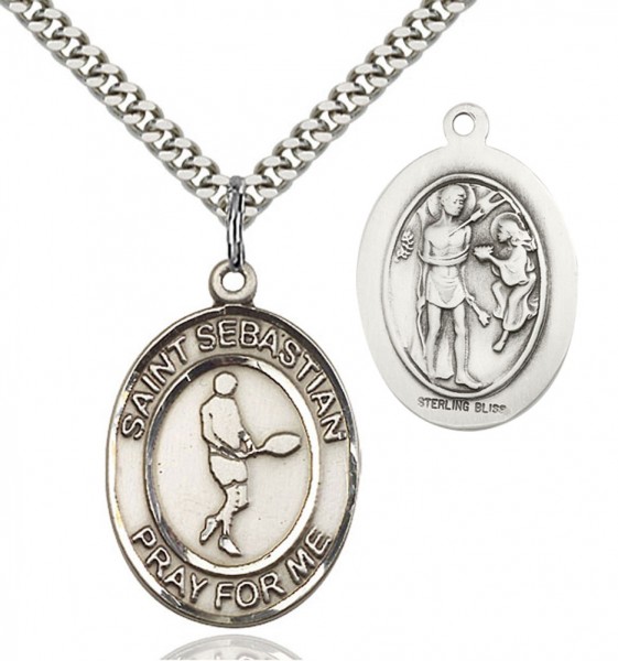 St. Sebastian Tennis Medal - Sterling Silver