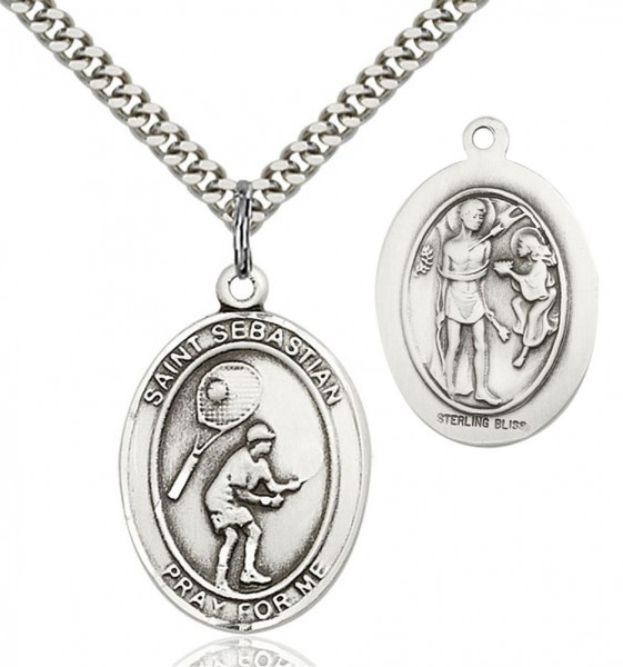 St. Sebastian Tennis Medal - Sterling Silver