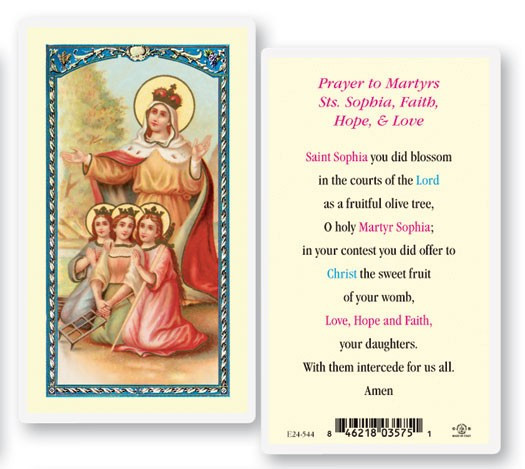 St. Sophia Laminated Prayer Card - 1 Prayer Card .99 each