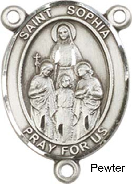 St. Sophia Rosary Centerpiece Sterling Silver or Pewter - Pewter
