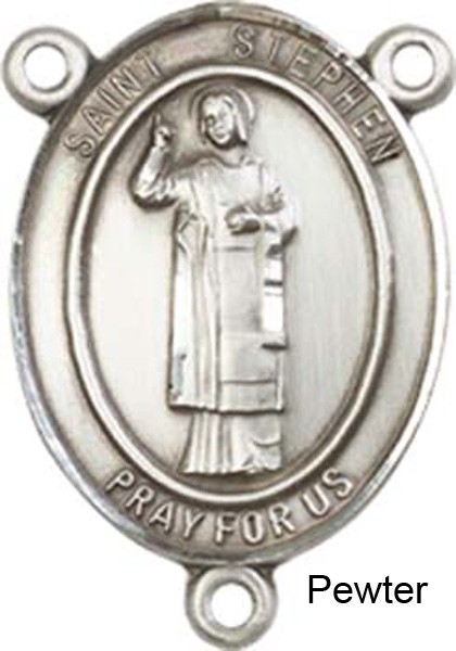 St. Stephen the Martyr Rosary Centerpiece Sterling Silver or Pewter - Pewter