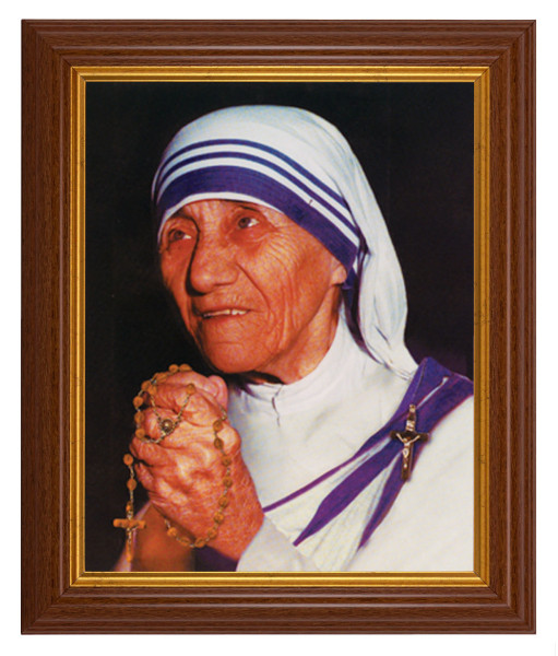 St. Teresa of Calcutta 8x10 Textured Artboard Dark Walnut Frame - #112 Frame