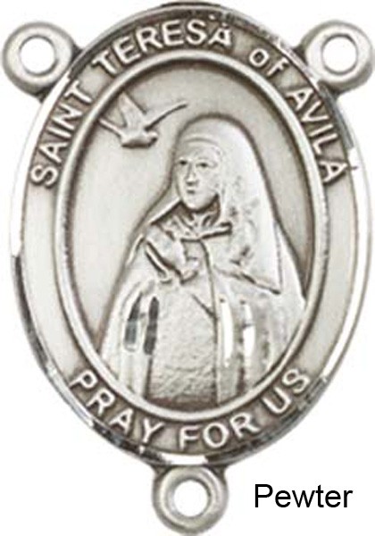 St. Teresa of Avila Rosary Centerpiece Sterling Silver or Pewter - Pewter