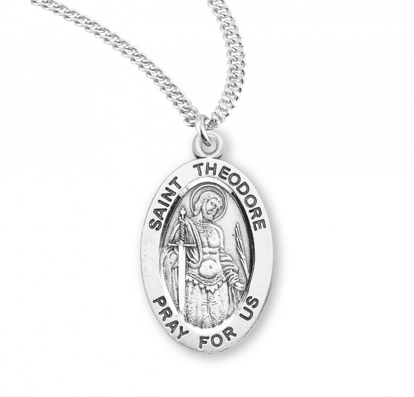Boy's St. Theodore Oval Medal - Sterling Silver