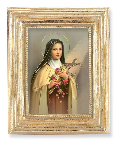 St. Therese 2.5x3.5 Print Under Glass - Gold